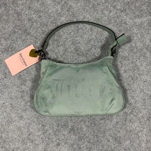Juicy Couture Y2K Rhinestone Heart Shoulder Bag Green NWT